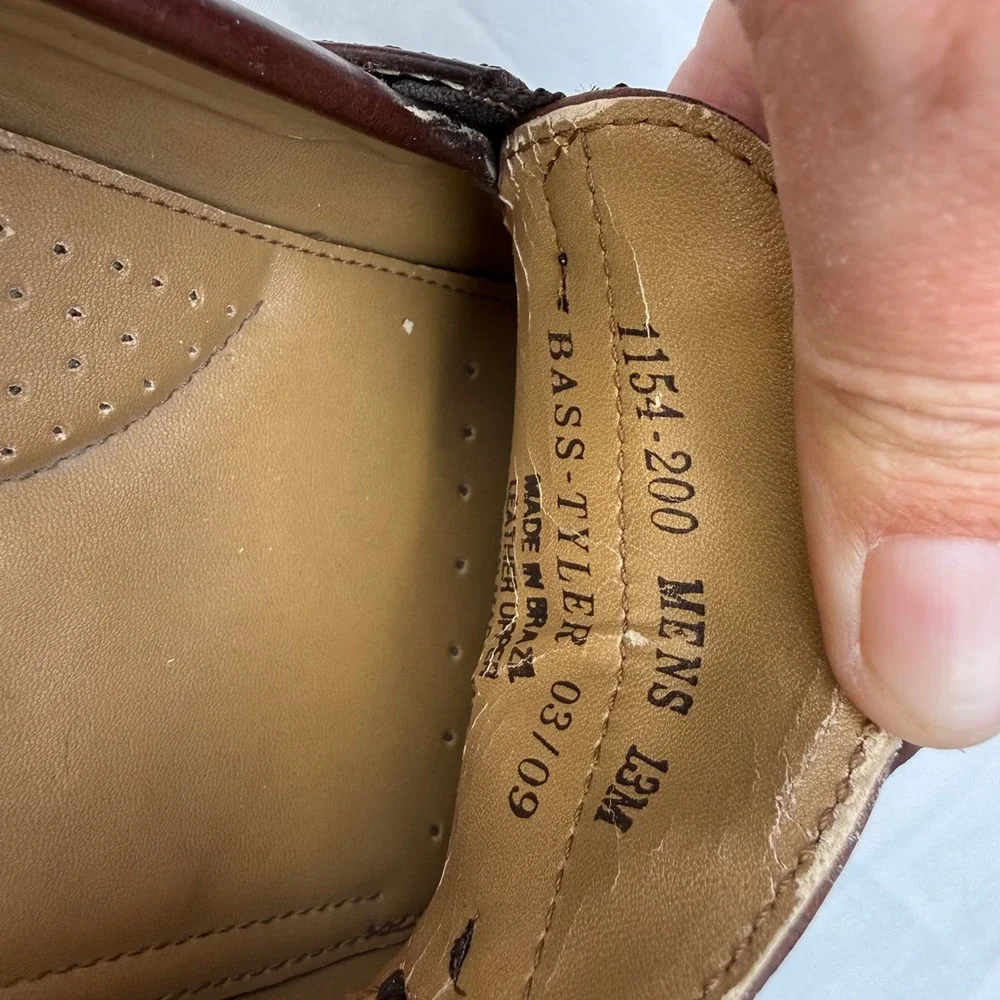 Bass Tyler Mens Brown Pebbled Leather Kiltie Tassel Loafers Size 13M
